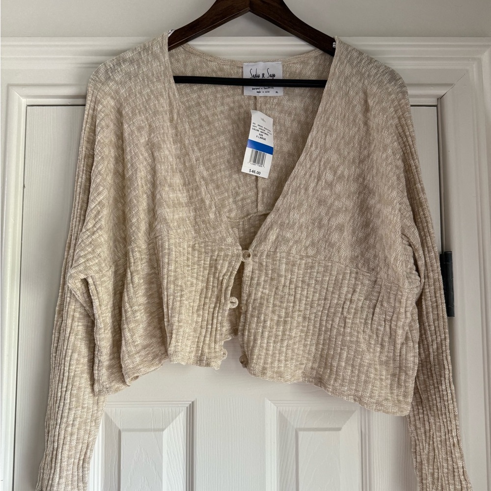 Cropped Cream Cardigan Sweater